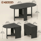 HOMCOM - Table à manger ovale pliante avec abattants gain de place pour 4-6 personnes - noir-Le design subtil à texture bois ajoute une touche naturelle à votre espace intérieur 