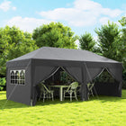 Outsunny - Tente gazébo de réception d'extérieur à pliage facile 10 pi l x 20 pi L - Noir-Toile Oxford résistante à l'eau avec revêtement anti-UV bloquant la plupart des rayons nocifs