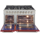 Kucht - 48 po Série KNG Cuisinière Pro Style au gaz propane - Acier inoxydable/Rouge-Allumage électronique avec rallumage automatique réduisant les risques de fuites de gaz pour plus de sécurité
