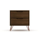 Manhattan Comfort - Table de nuit Rockefeller 20,08" style mid-century moderne à 2 tiroirs - Marron-Table de chevet mi-siècle moderne pour chambre et salon