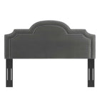 Modway - Belinda Performance Velvet Tête de lit King/King de Californie, Charbon de bois-Frontière de Nailhead