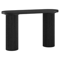 Hudson&Canal - Table console ovale cannelée Isa - 55 po l - Grain noir-Une interprétation moderne d'un design scandinave classique pour votre salon, votre bureau et plus encore
