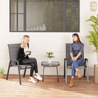 Outsunny - Ensemble bistro de patio 3 pièces avec chaises empilables et table-Le dessus de table SPC texturé en pierre améliore l'esthétique du patio 