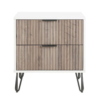 Manhattan Comfort - Table de nuit moderne DUMBO 20,07" à 2 tiroirs - Blanc et gris rustique-Moderne-contemporain avec une touche de glamour - Table de nuit pour chambre et salon