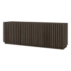 Hudson&Canal - Meuble TV rectangulaire cannelé Marion pour téléviseurs jusqu'à 75 po - Chêne brun-La capacité de charge supérieure est de 34 kg, l'étagère du milieu peut supporter 11 kg et l'étagère inférieure 16 kg