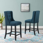 Modway - Baronet Tissu rembourré Tabouret de comptoir - Azure - Ensemble de 2-Tissu polyester doux pour tissu