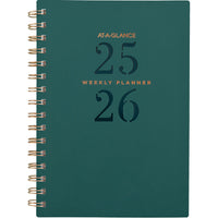 AT-A-GLANCE - Agenda scolaire hebdomadaire/mensuel Signature Lite 2025-2026 - 8 1/2 po H x 5 3/8 po l - sarcelle - bilingue-12 mois : juillet 2025 à juin 2026