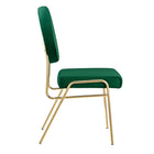 Modway - Craft Performance Velvet Fauteuils d’accompagnement à manger Ensemble de 2 - Vert Or-9