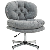 HOMCOM - Chaise de bureau sans accoudoirs avec siège large et épais, rembourré - gris-Dossier courbé et capitonnage à boutons apportent une touche élégante et stylée à votre espace de travail