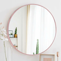 Arcus Home Decor - Miroir rond Hey Mirro de 30 po - Or rose-Couleur/finition du cadre : Luxueux métallisé or rose