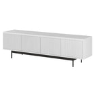 Hudson&Canal - Meuble TV Whitman pour téléviseurs jusqu'à 75" - Blanc-Le dessus a une capacité de poids de 75 lb, la zone de rangement intérieure peut contenir 45 lb dans chaque section