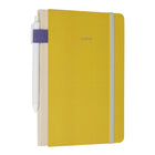Gry Mattr - Cahier de notes contrastant avec stylo - jaune-Porte-stylo et stylo à pointe de 1,0 mm inclus
