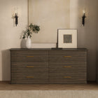 Manhattan Comfort - Commode double traditionnelle Clifford à 6 tiroirs - Noyer-Tiroir à glissement fluide : doté de rails à glissement facile sans roulements à billes pour une utilisation quotidienne