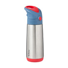 b.box - Bouteille Isotherme - 500ml - Flamme Bleue-Couvercle avec paille étanche et bouton-poussoir adapté aux petites mains