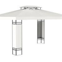 Outsunny - Pavillon d’extérieur 10 pi l x 13 pi L - toit double, auvent pour terrasse - blanc-Pavillon spacieux en métal avec moustiquaire et volants