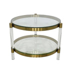 Table d'appoint ronde Plata Import Clemensia 16,5 po  - Dorée-Les pieds en acrylique transparent apportent une touche éthérée, créant une illusion d'élégance flottante.