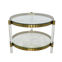 Table d'appoint ronde Plata Import Clemensia 16,5 po  - Dorée-Les pieds en acrylique transparent apportent une touche éthérée, créant une illusion d'élégance flottante.