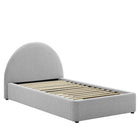 Modway - Resort Tissu rembourré Lit jumeau rond voûté, Tissage à bruyère gris clair-Lit plateforme taille simple