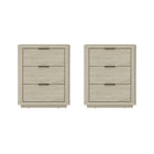 Manhattan Comfort - Evelyn 20" Table de nuit moderne à 3 tiroirs - Naturel - Lot de 2-Table de nuit moderne pour chambre et salon lot de 2