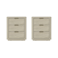 Manhattan Comfort - Evelyn 20" Table de nuit moderne à 3 tiroirs - Naturel - Lot de 2-Table de nuit moderne pour chambre et salon lot de 2