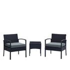 Manhattan Comfort - Ensemble de salon de patio moderne Noli pour 2 personnes avec table d’appoint - noir et gris - ensemble de 3 pièces-Ensemble de patio moderne 3 pièces avec 2 fauteuils et 1 table d’appoint