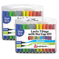The Pencil Grip - Marqueurs triangulaires Magic Stix - 24/paquet - Lot de 2-Le bouchon peut rester ouvert pendant jusqu'à 7 jours sans se dessécher.