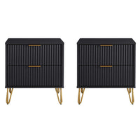 Manhattan Comfort - DUMBO 20,07" Table de nuit moderne à 2 tiroirs - Noir - Lot de 2-Moderne-contemporain avec une touche de glamour - Table de nuit pour chambre et salon, lot de 2