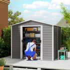 Outsunny - Abri de jardin 8'x7' avec serrure et cadre de sol, gris clair-4 fenêtres de ventilation gardent l'intérieur sec et frais