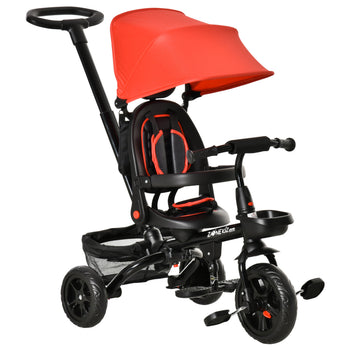 Drumm Tricycle 4 en 1 Évolutif - Poussette à Pédale Avec Pare-Soleil Pliable Amovible et Canne Parentale Ajustable - Pour Enfants de 18 à 48 Mois (Rose