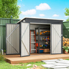 Outsunny - Abri de jardin extérieur 7,5 pi x 4,3 pi, avec portes verrouillables, gris foncé-Les portes verrouillables avec accessoires garantissent la sécurité des affaires 

