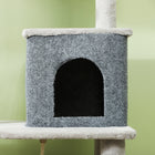 PawHut - Arbre à chat 52 po avec poteaux à griffer, lit, condo - gris clair-Kit anti-basculement inclus pour une sécurité et une stabilité accrues 