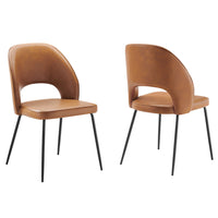 Modway - Nico Cuir végane Chaise à manger Ensemble de 2 - Black Tan-Chaises de salle à manger rétro modernes