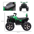 Aosom - VTT enfant 12 V à batterie avec phares - Vert-Quad pour enfants à pédales, la vitesse peut atteindre un maximum de 1,8 à 5 mph  -Une batterie et un chargeur rechargeables de haute qualité sont inclus dans l'emballage 