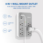 ShoppingAll - Huntkey multiprise murale avec parasurtenseur, 6 prises et 3 ports USB - Paquet de 2-Aide à protéger les appareils électroniques contre les surtensions et les variations de tension du quotidien