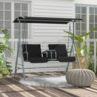 Outsunny - Balancelle de porche 2 personnes avec auvent réglable, table et sac de rangement-Conception pour 2 personnes permettant à deux personnes de se balancer ensemble pour deux fois plus de plaisir
