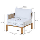 Manhattan Comfort - Ensemble de conversation de patio moderne Vine 4 pièces - Crème - Lot de 4-Canapé 3 places divisé en 3 sections : 2 coins et 1 siège central