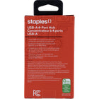 Staples - Concentrateur USB-A à 4 ports - Noir -4 ports USB‑A 2.0 – Branchez des accessoires USB-A, tels qu’un clavier, une souris, un disque dur externe, une clé USB, et plus encore, à votre ordinateur pour une meilleure connectivité et un transfert de données jusqu’à 480 Mbps