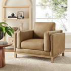 Modway - Roscoe Cuir végane Fauteuil - Toast-Cadre en bois vieilli séché au four