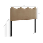 Modway - Athena Velours de performance résistant aux taches Tête de lit King Size, Taupe-Conception à vagues festonnées