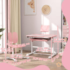 Qaba - Ensemble bureau et chaise pour enfants à hauteur réglable avec plateau inclinable - Rose-La hauteur de la table et de la chaise s'ajuste pour grandir avec votre enfant  