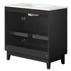 Modway - Miles 36" Vanette de salle de bain - Blanc Noir-Pattes en caoutchouc effilées