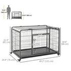 PawHut - Cage pour chien pliable robuste pour chiens très grande taille - 49 po x 30 po x 32 po-4 roues pour un déplacement facile, avec verrou pour éviter tout mouvement involontaire<br> 