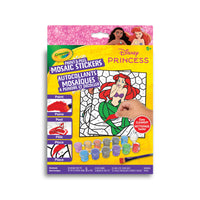 Crayola - Trousse d'autocollants mosaïques Paint & Peel - Princesses Disney-CE QUI EST INCLUS : Chaque ensemble d’autocollants mosaïques Paint & Peel de Crayola comprend 2 planches de mosaïque, 12 pots de peinture lavables, 12 feuilles d'autocollants Paint & Peel et 1 pinceau pour enfants