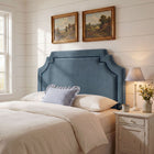Modway - Magnolia Taille Velvet Performance Résistant aux Taches Tête de lit King Size - Bleu Cadet-Tuyauterie de contraste