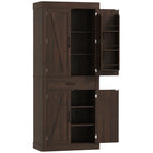 HOMCOM - Armoire de garde-manger de cuisine 72 po avec portes de grange - brun-Présente un design de porte de grange rustique, ajoutant un charme campagnard à votre maison 