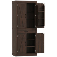 HOMCOM - Armoire de garde-manger de cuisine 72 po avec portes de grange - brun-Présente un design de porte de grange rustique, ajoutant un charme campagnard à votre maison 