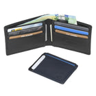 Club Rochelier - Portefeuille Billfold pour hommes avec porte-cartes amovible - Combo noir/bleu marine-1 fenêtre d'identification