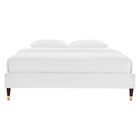 Modway - Harlow Performance Velvet Cadre complet de plate-forme, Blanc-Système de soutien en lattes de bois