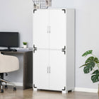 HOMCOM - Armoire de rangement style rustique avec 4 étagères - blanc-Comprend deux armoires, avec 2 étagères centrales fixes dans chaque armoire pour le rangement 