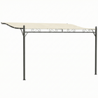 Outsunny - Pergola d’extérieur 11,5 pi l x 8,2 pi L - pergola adossée - blanc crème-La pergola est dotée d’une structure métallique robuste qui se fixe au mur